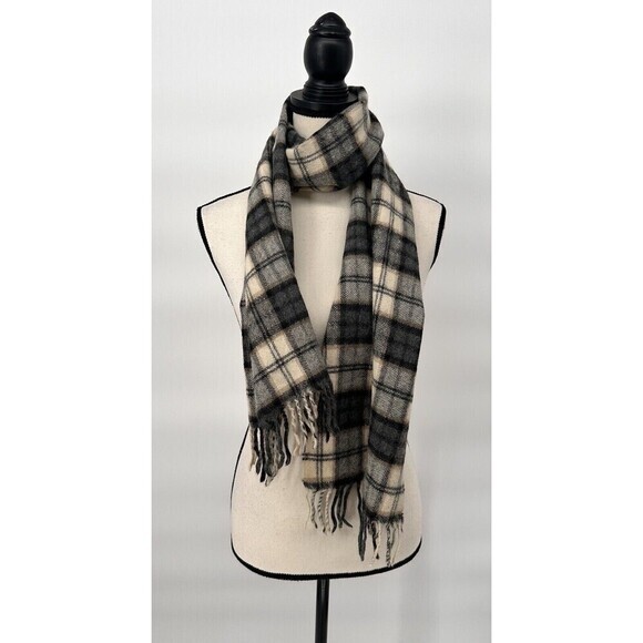 100% Baby Alpaca  Gray, Beige, Black Scarf, Plaid Alpaca 111, Made In Peru‎ - Picture 4 of 9